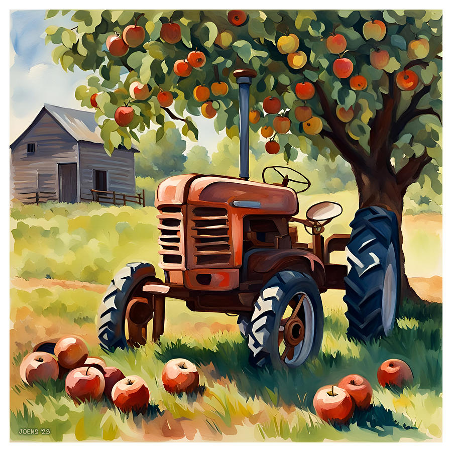Tractors And Apples Digital Art