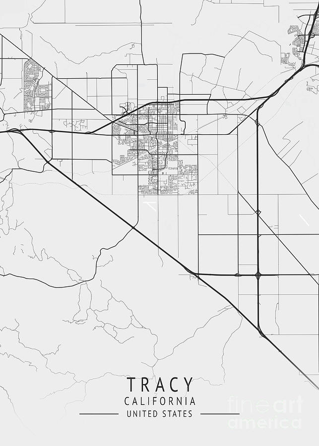 Tracy California Us Gray City Map Digital Art By Tien Stencil Fine Art America 6788