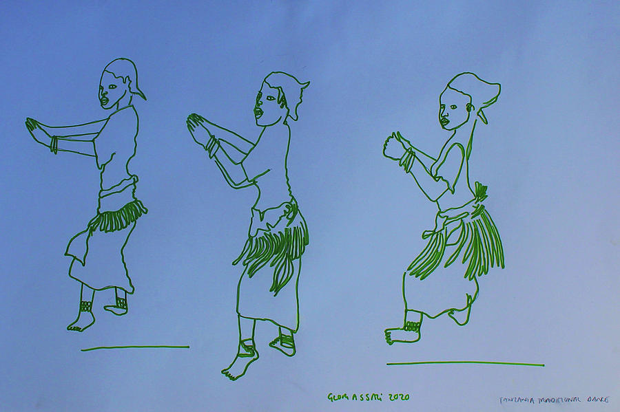 Traditional Dance Tanzania Painting by Gloria Ssali