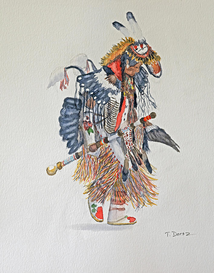 Powwow Painting - Traditional Dancer by Tom Dorsz