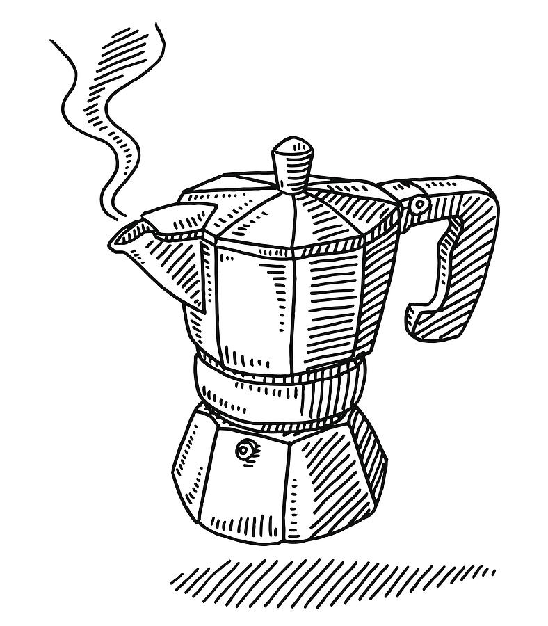 Traditional Espresso Maker Pot Drawing Drawing by FrankRamspott