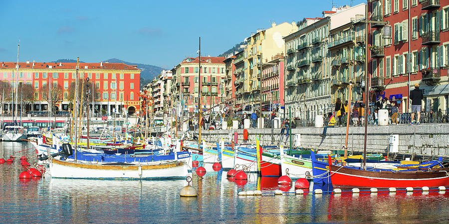 Traditional fishing boats in Nice port Photograph by Jean-Luc Farges