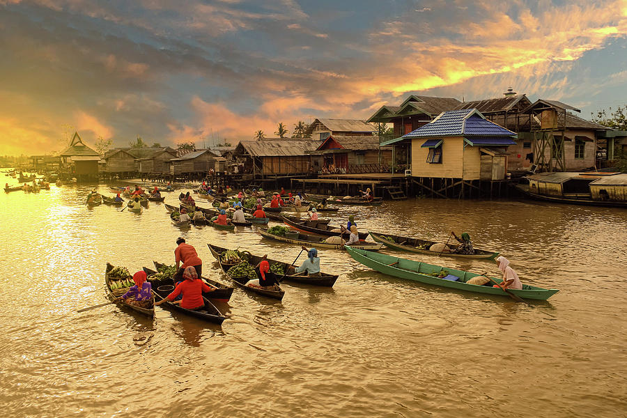 Traditional Floating Market at Indonesia Photograph by Faizal Fahmi ...