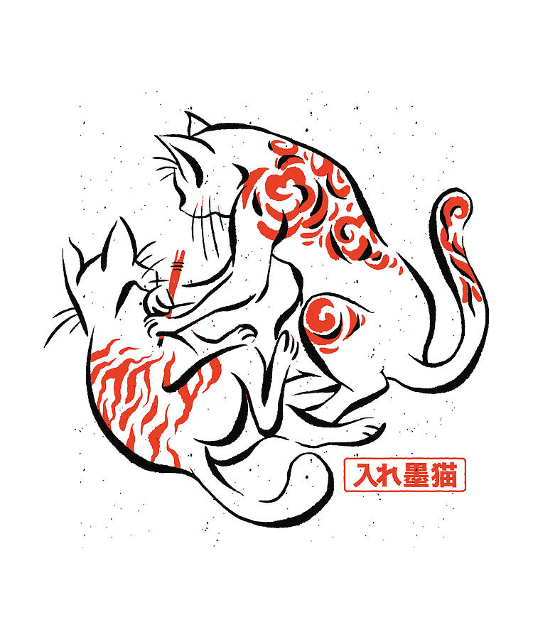 Traditional Japanese Tattoo Cats Licensed Art 