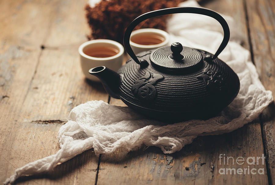 Traditional japanese tea on wooden table Photograph by Jelena Jovanovic