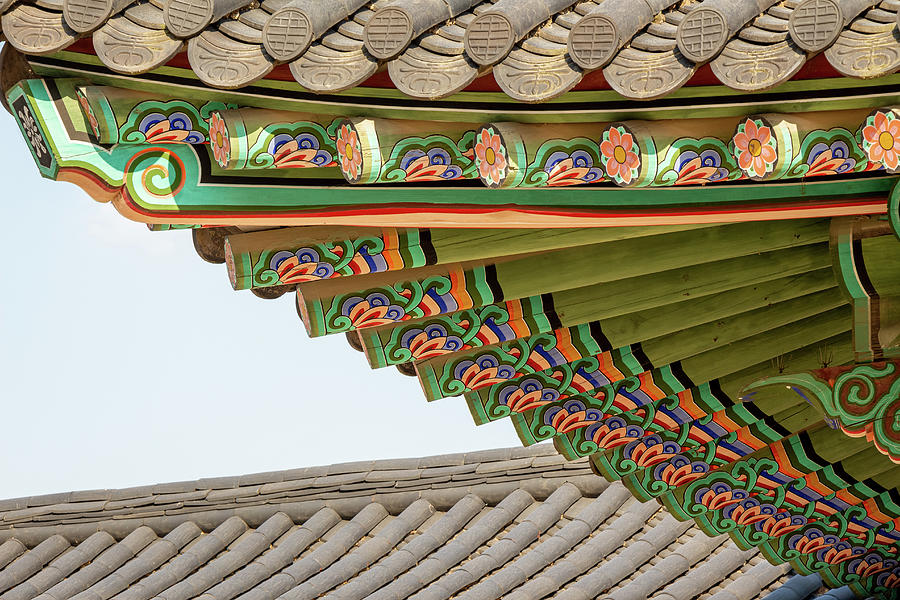 Traditional Korean Roof Architecture On A Building In Seoul, South Korea Photograph
