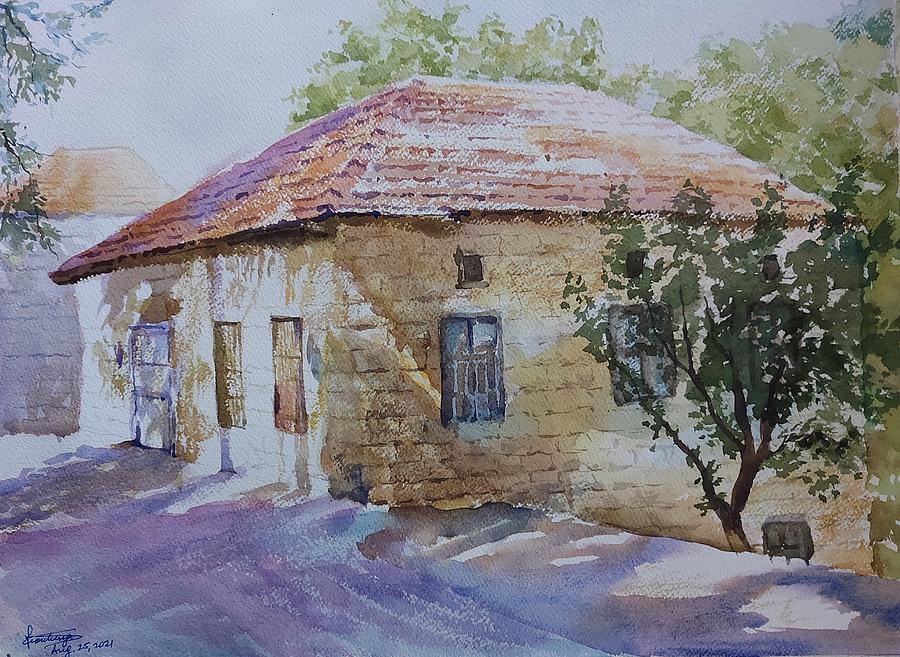 Traditional Lebanese house-1 Painting by Ghazi Toutounji