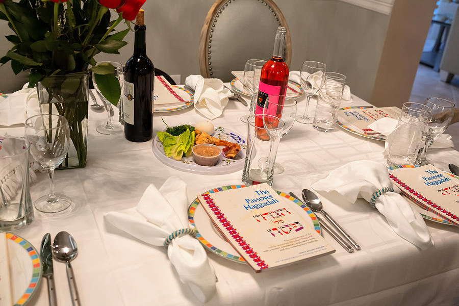 Traditional Passover Seder Table with Haggadah Photograph by JodiJacobson