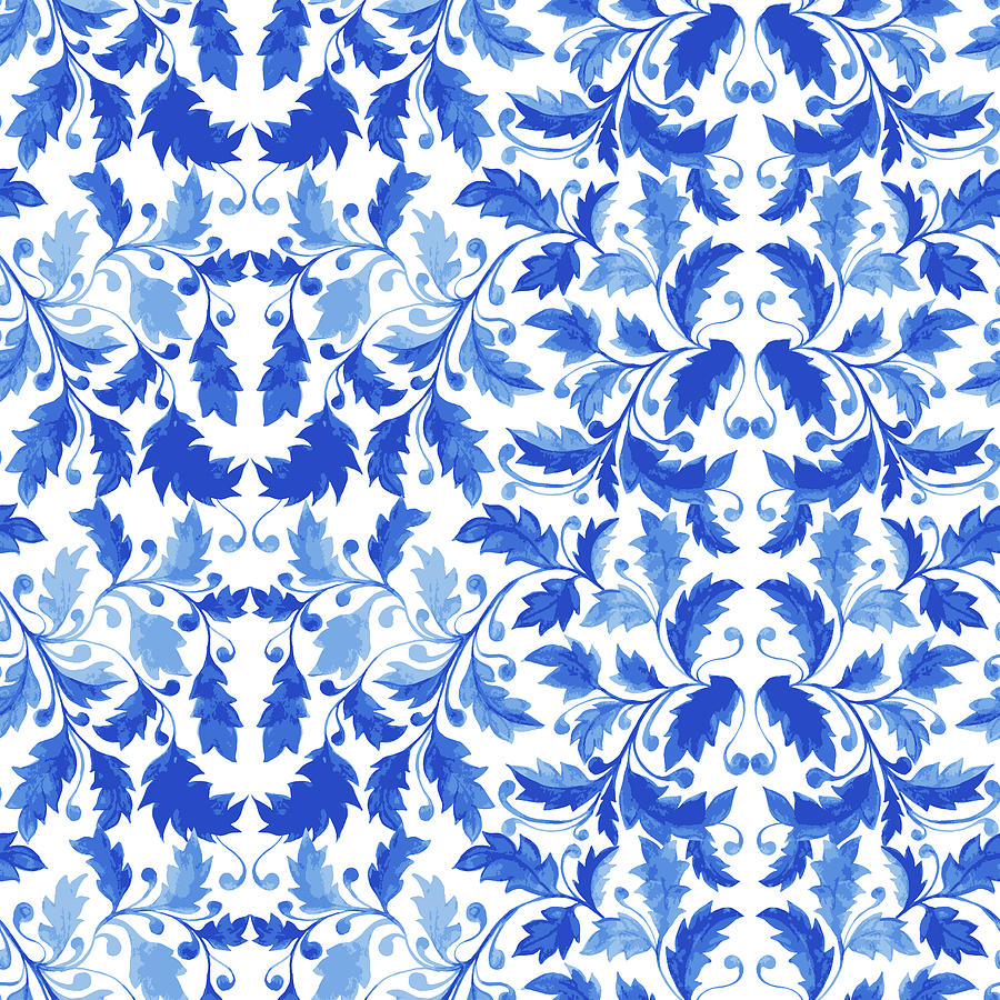 Traditional Portuguese Tile Azulejo Seamless Pattern Digital Art by