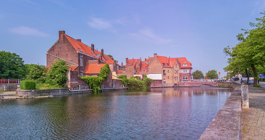 Traditional red brick house and canal in Bruges, Belgium Photograph by Elenarts - Elena Duvernay photo