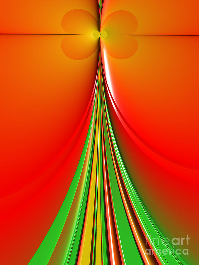Traditional Red Green Gold Christmas Tree Fractal Digital Art by Rachel Hannah