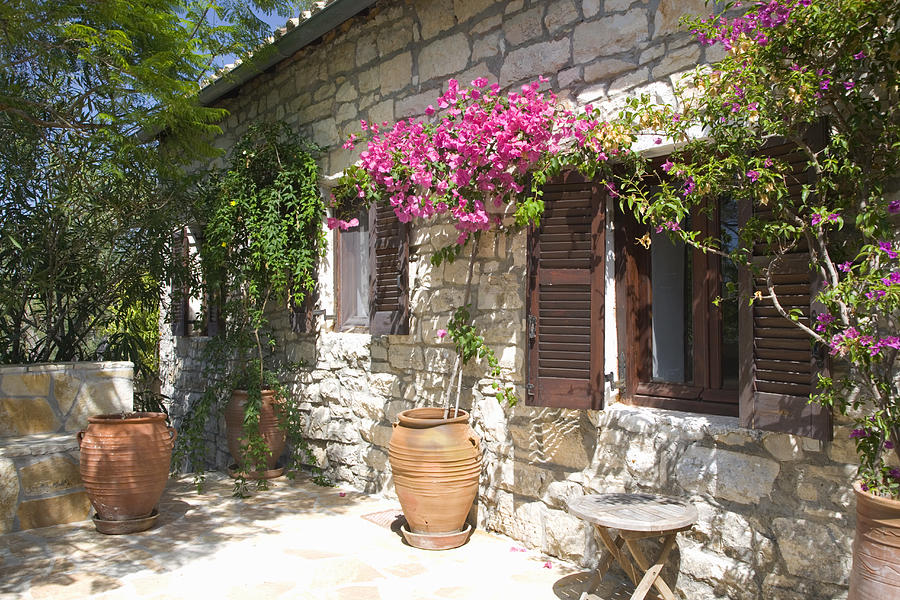 Traditional stone cottage, Magazia, Paxos, Greece Photograph by David C Tomlinson