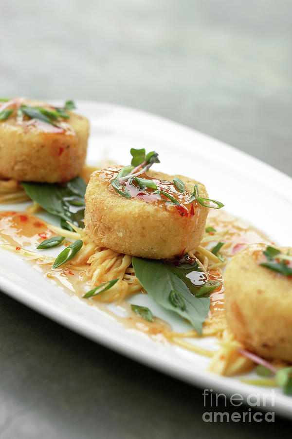 Traditional Thai Crab Cakes With Chilli Sauce In Bangkok Restaur