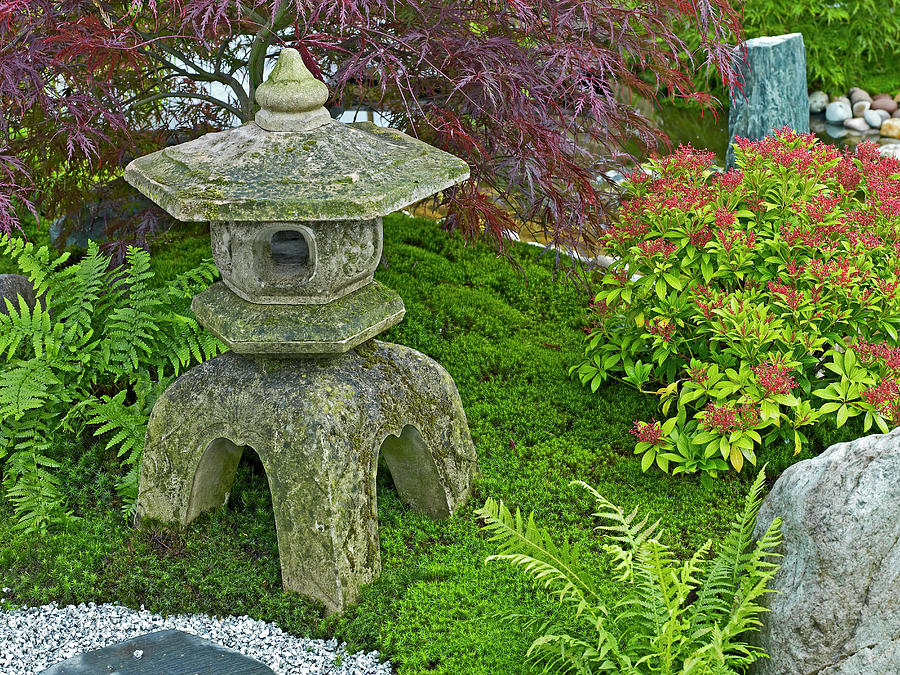 Stone Lantern in a Traditional Japanese Zen Garden Photograph by Derek ...