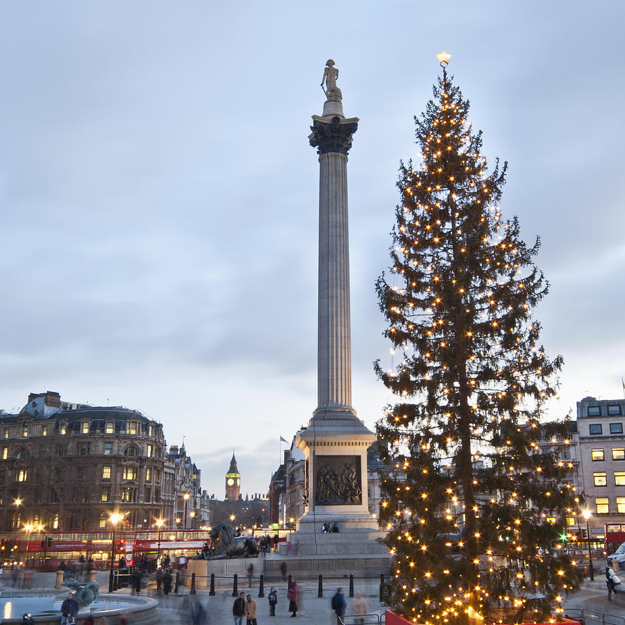 Trafalgar Square at Christmas, London Photograph by John Harper