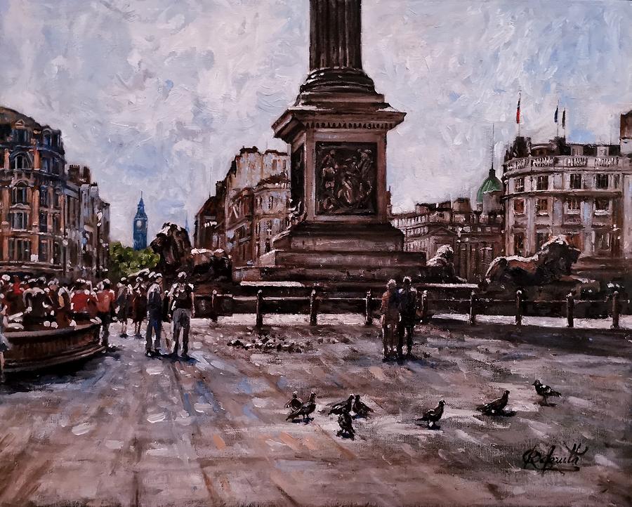 Trafalgar Square, London Painting by Raouf Oderuth