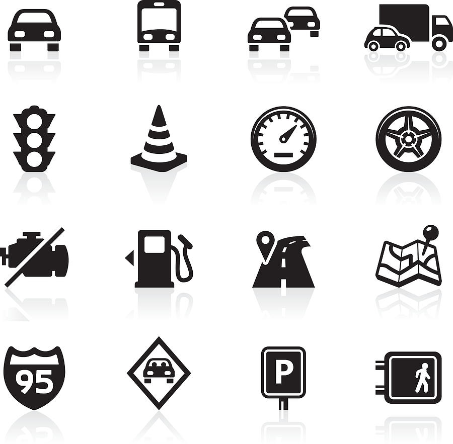 Traffic and driving icons Drawing by Logorilla