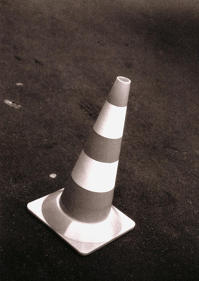 Traffic cone, b&w. Photograph by Laurent Hamels