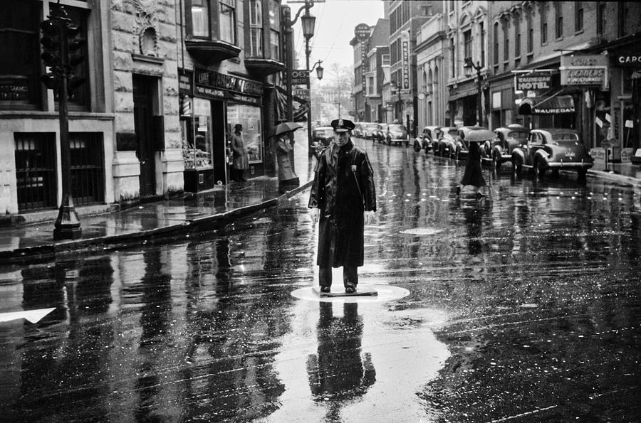 Traffic Cop in the Rain Photograph by Jack Delano - Fine Art America