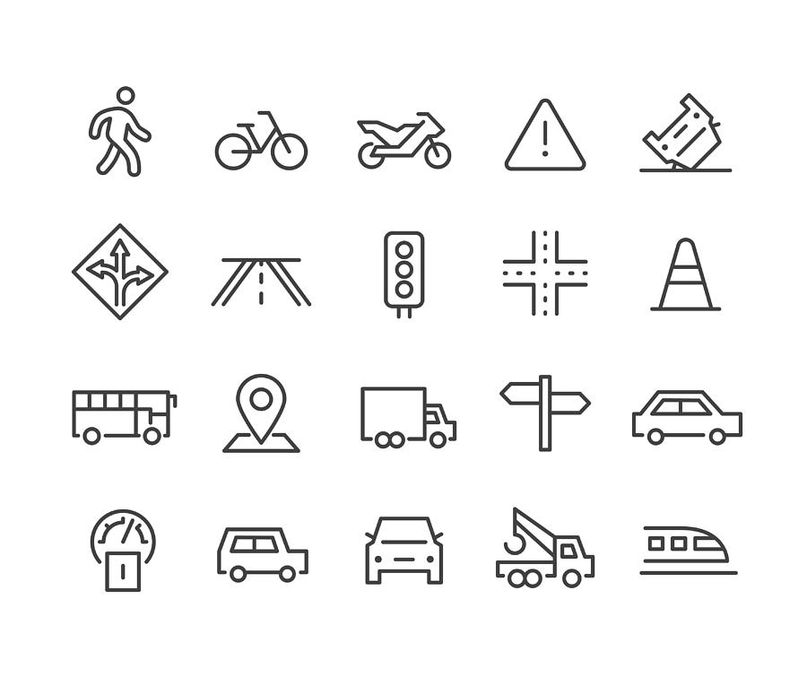Traffic Icons - Classic Line Series Drawing by -victor-