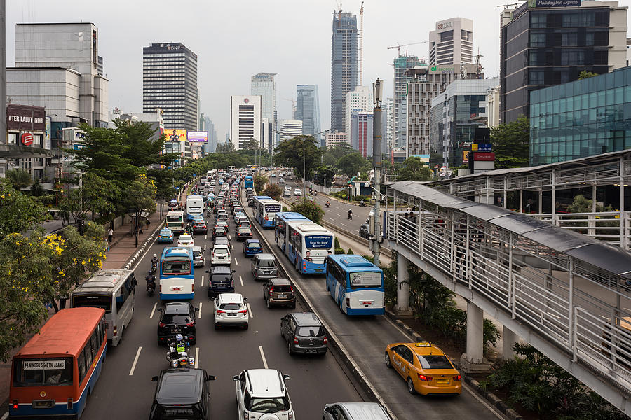 Traffic jam in Jakarta crowded street in Indonesia Photograph by @ Didier Marti