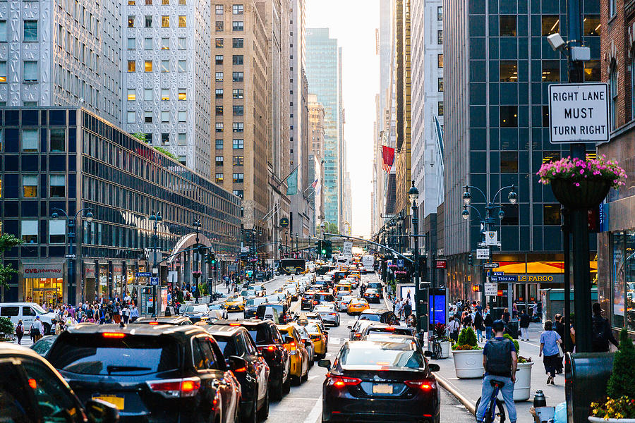 Traffic jam on 42nd street in Manhattan, New York City Photograph by Alexander Spatari