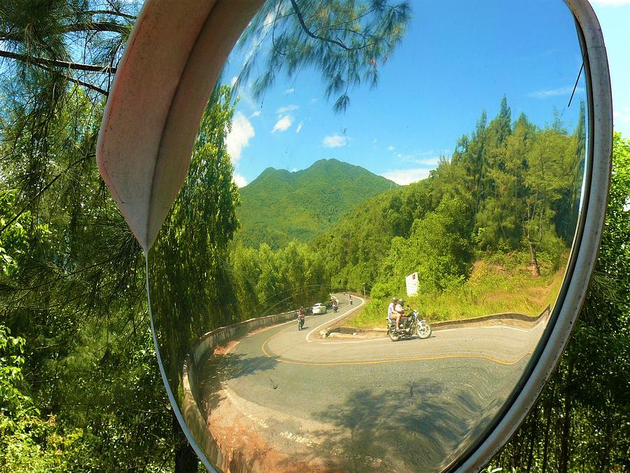 Traffic mirror, Mountain Landscape Photograph by Robert Bociaga
