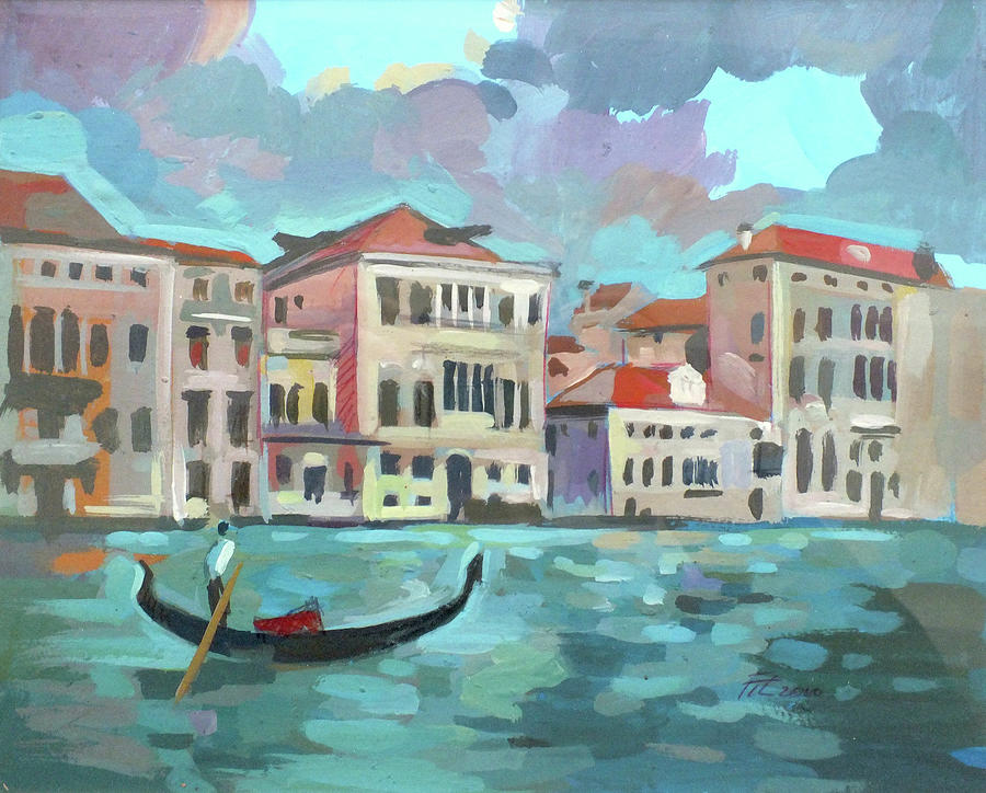 Gondola Traghetto - Venice, Italy Painting by Filip Mihail
