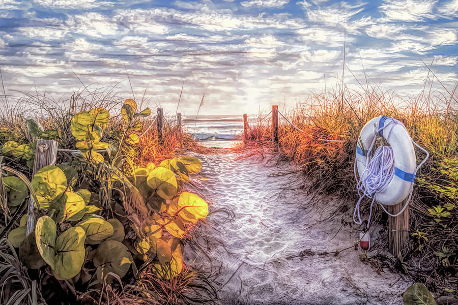 Trail Through the Dunes Painting Photograph by Debra and Dave Vanderlaan