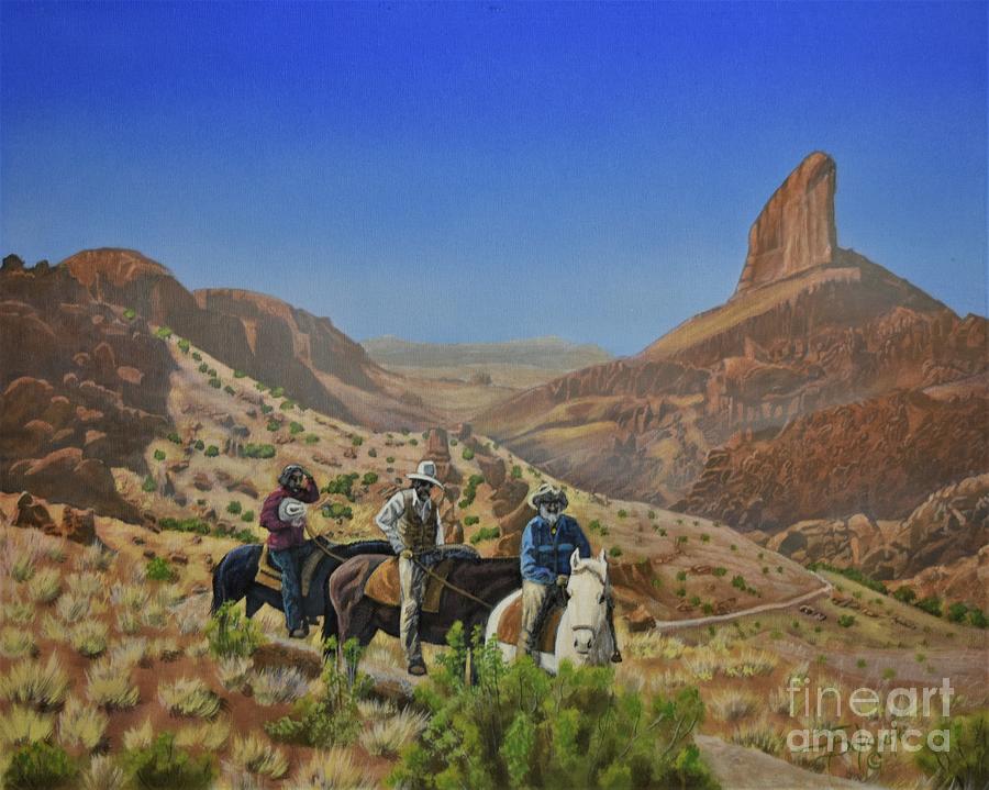 Superstition Mountains Painting - Trail to a Fiery End by Jerry Bokowski