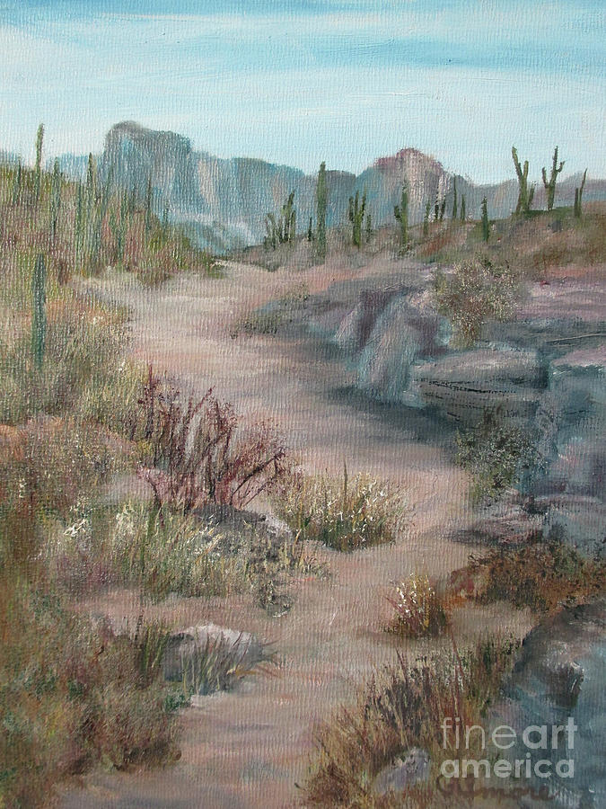 Saguaro Forest Trail Painting by Roseann Gilmore