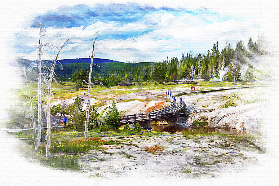 Trails of the geyser basin, Yellowstone National Park Mixed Media by Tatiana Travelways