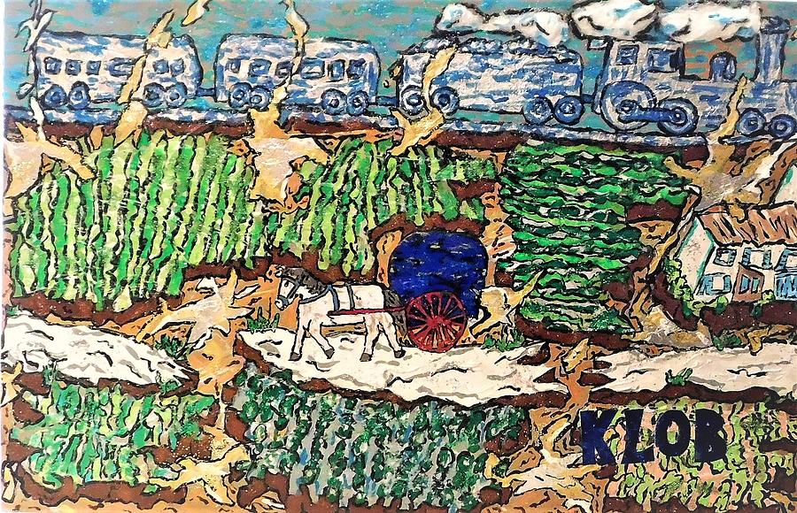 Train And Carriage  After Van Gogh 2021 Mixed Media by Kevin OBrien
