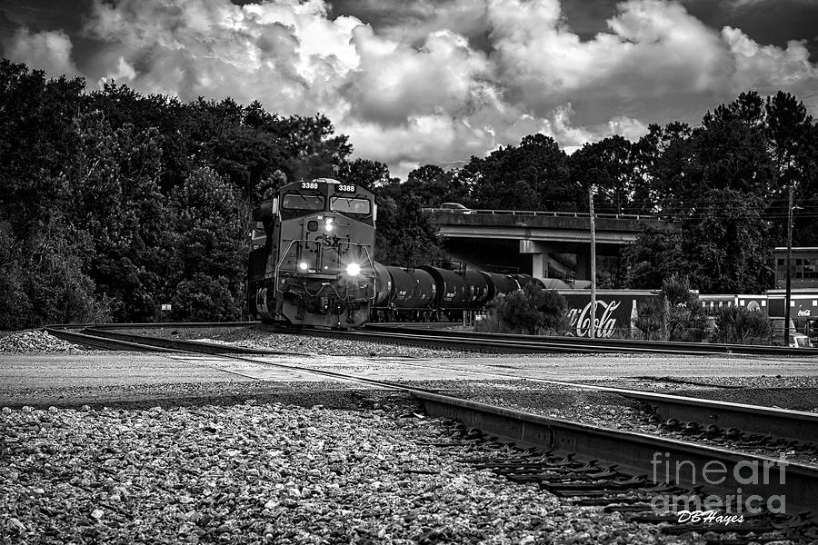 Train and Tracks in Black-White Photograph by DB Hayes