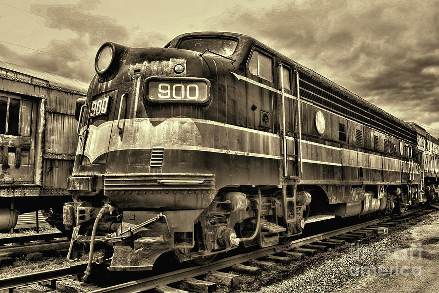Transportation Photograph - Train - Art Deco Locomotive 900 in sepia by Paul Ward