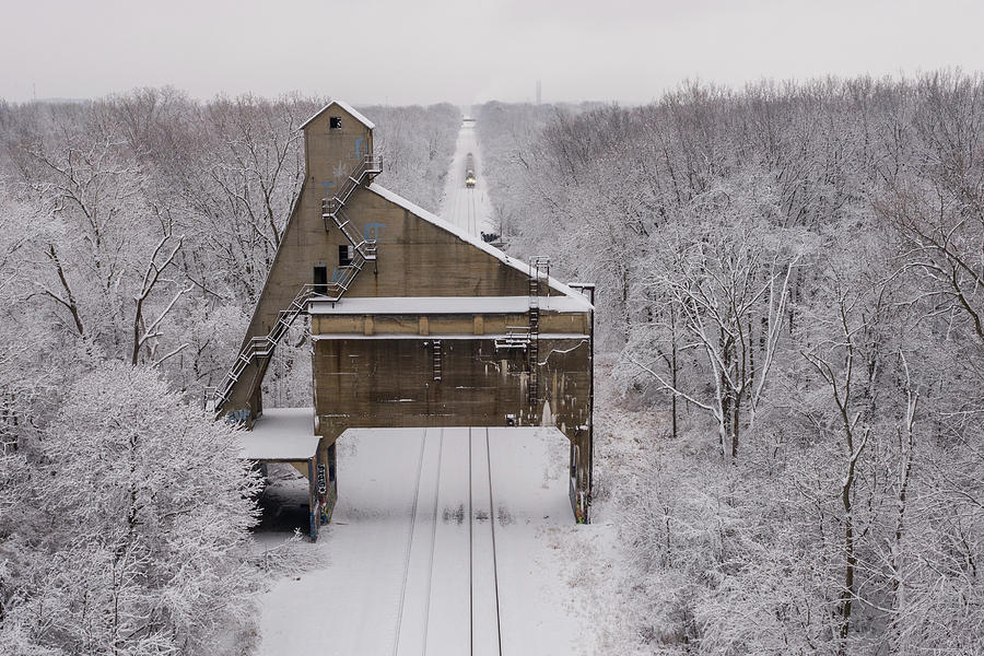 Train Coal station in Winter Aerial Drone Photo Photograph by John McGraw