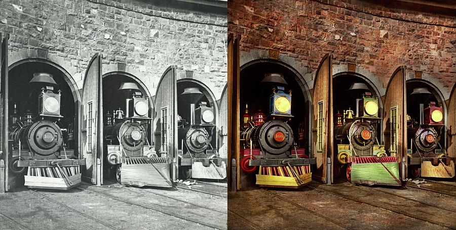 Train - Cow catching technology 1869 - Side by Side Photograph by Mike Savad