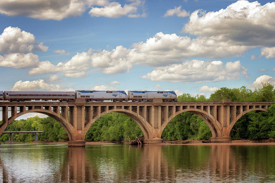 Train Crossing the Rappahannock River - Fredericksburg, VA Photograph by Susan Rissi Tregoning