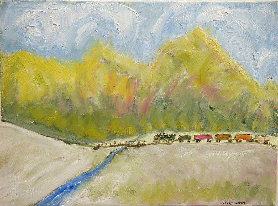 Train Headed for a Bridge Painting by David McCready