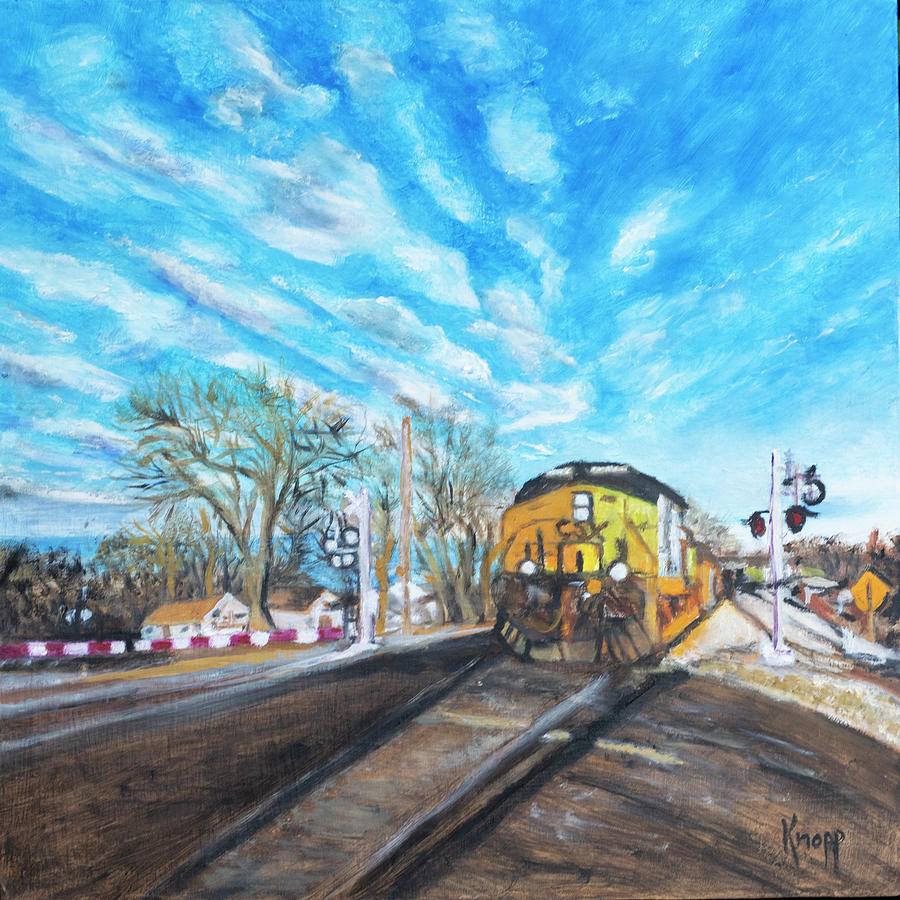 Train in Acworth, Georgia Painting by Kathy Knopp