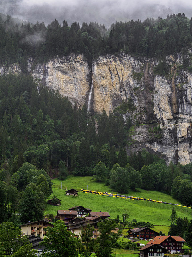 Train in Lauterbrunnen Valley, Bernese Oberland, Switzerland Photograph by Pak Hong