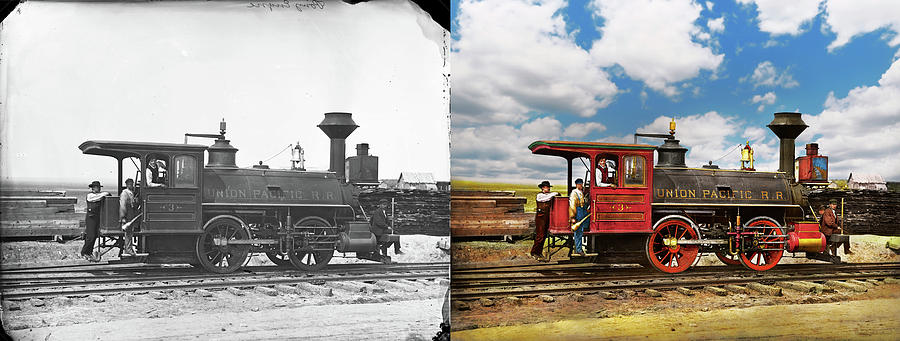 Train - Locomotive - A real workhorse 1868 - Side by Side Photograph by Mike Savad
