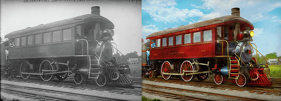 Train - Locomotive - The limo of locomotives 1910 - Side by Side Photograph by Mike Savad