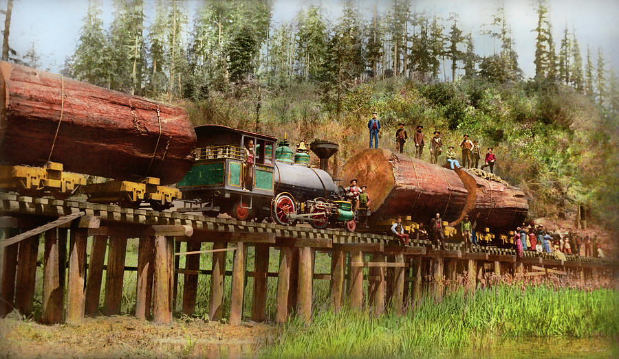 Train - Logging - The morning dump 1890 Photograph by Mike Savad