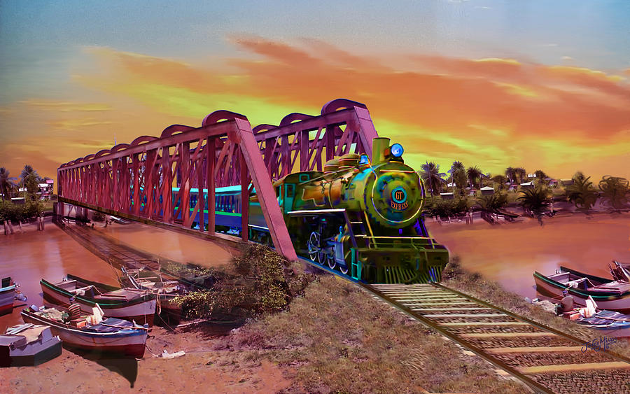 Train on the Mahica Bridge, Guyana Digital Art by James Mingo - Pixels