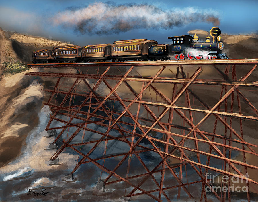 Train on Trestle Digital Art by Doug Gist