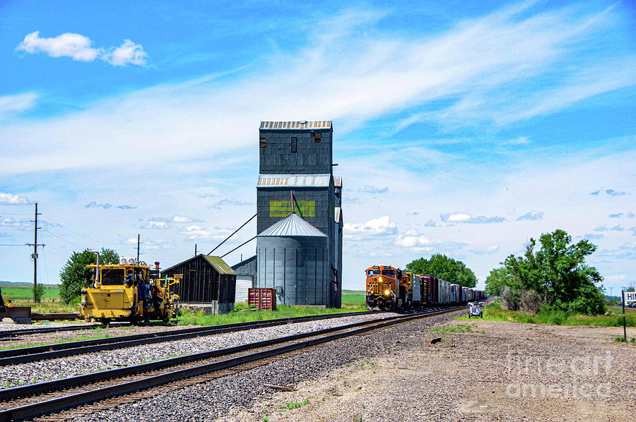 Transportation Photograph - Train passing through farmland by Jeff Swan