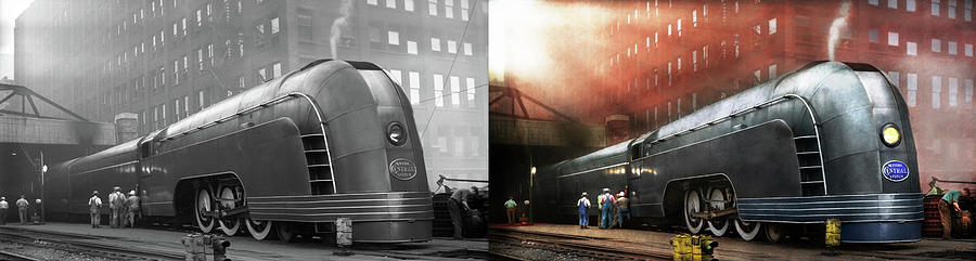Train - Retro - The train of tomorrow 1939 - Side by Side Photograph by Mike Savad