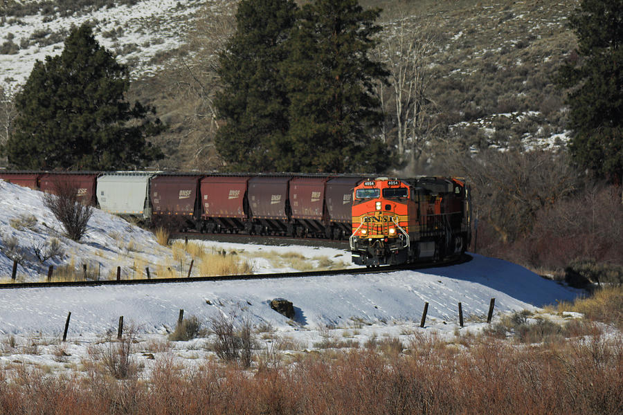 Train Rolling Around The Icy Bend Photograph