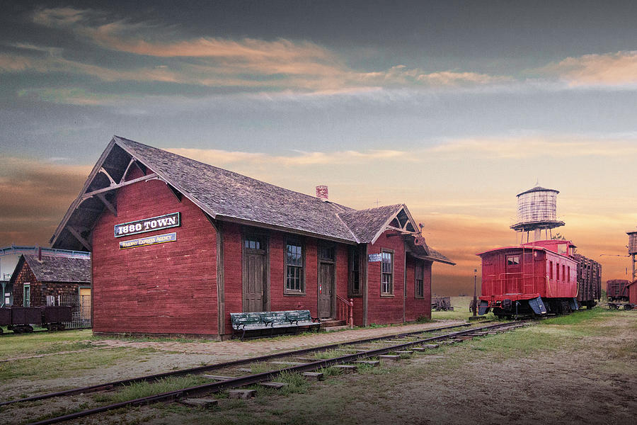 Train Station at 1880 Town in South Dakota at Sunset  Photograph by Randall Nyhof